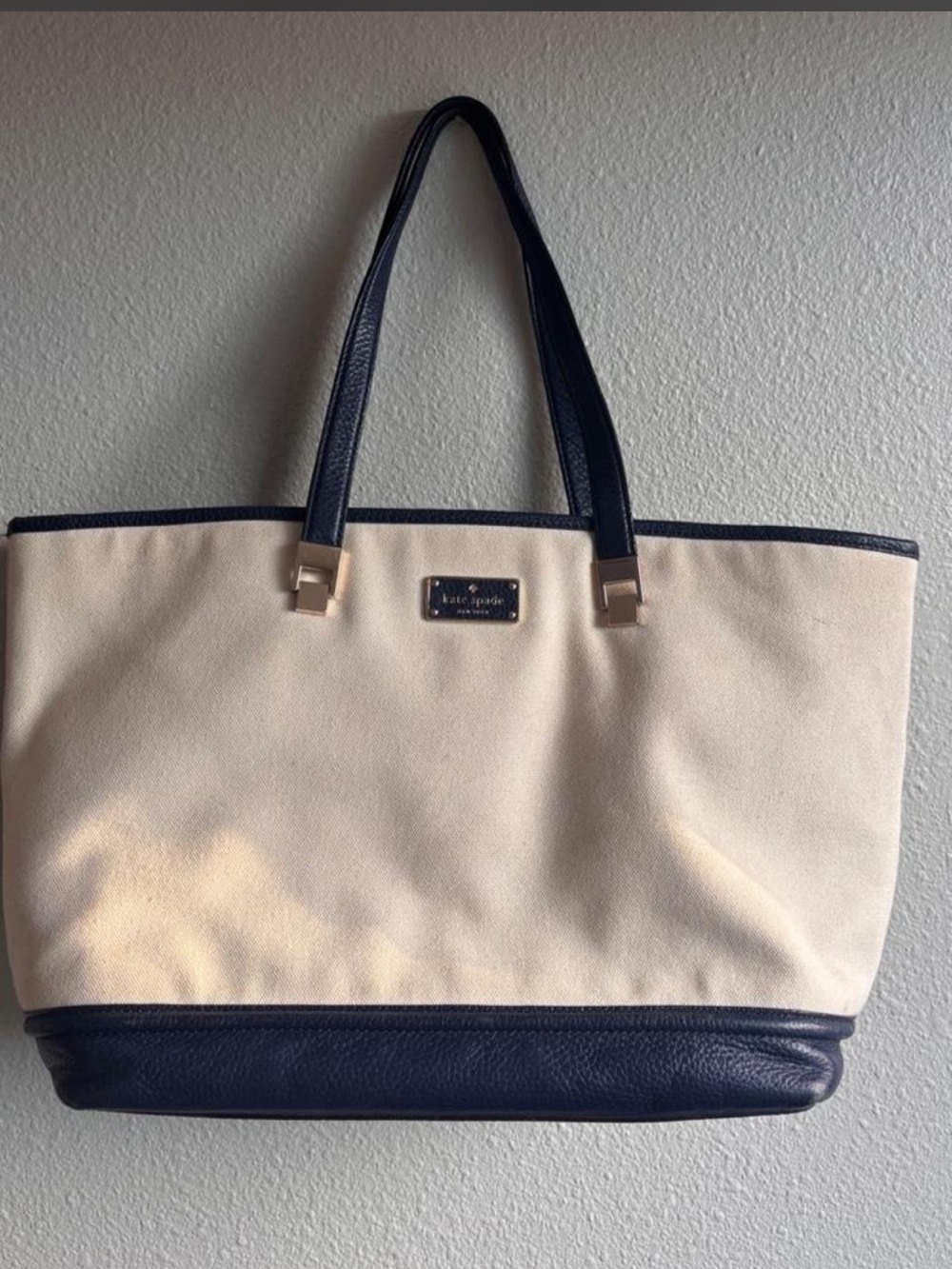 Kate Spade Two-Tone Navy and Cream Tote Bag